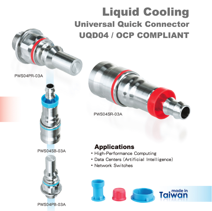 新產品上市 Liquid Cooling Universal Quick Connector UQD04/OCP COMPLIANT